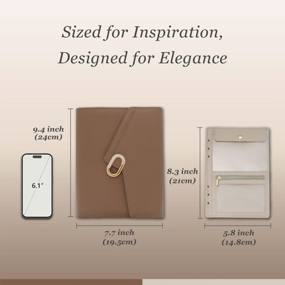 EGOSUNNY Lightning A5 PU Leather Planner 5.8" x 8.3", Refillable 6-Ring Binder with 80 Sheets, Dividers & Removable Zip Pouch – Stylish Organizer for Work & Everyday Use