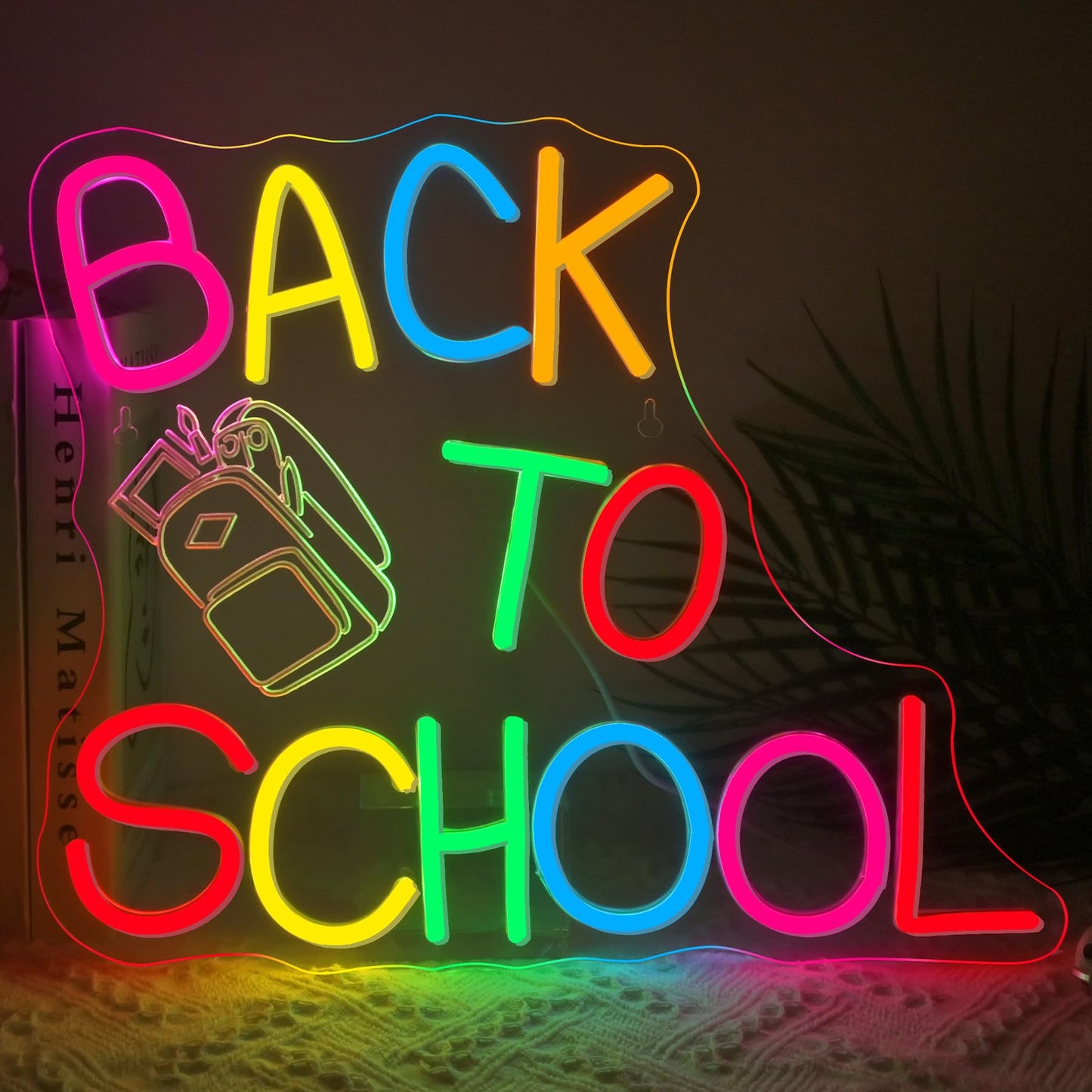 NOSUN This is Our Happy Place Neon Sign Happy Place Neon Signs for Wall Decor Dimmable Warm White LED Signs for Bedroom Classroom Man Cave Home Bar Birthday Party Game Zone Decor Neon Classroom Sign