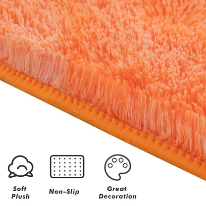 Softlife Orange Area Rug for Bedroom, Fluffy Shag Plush Tie Dyed Rugs for Living Room Girls, Shaggy Throw Carpet for Kids Soft Fuzzy Runner Small 2x6 Runners for Hallways Dorm
