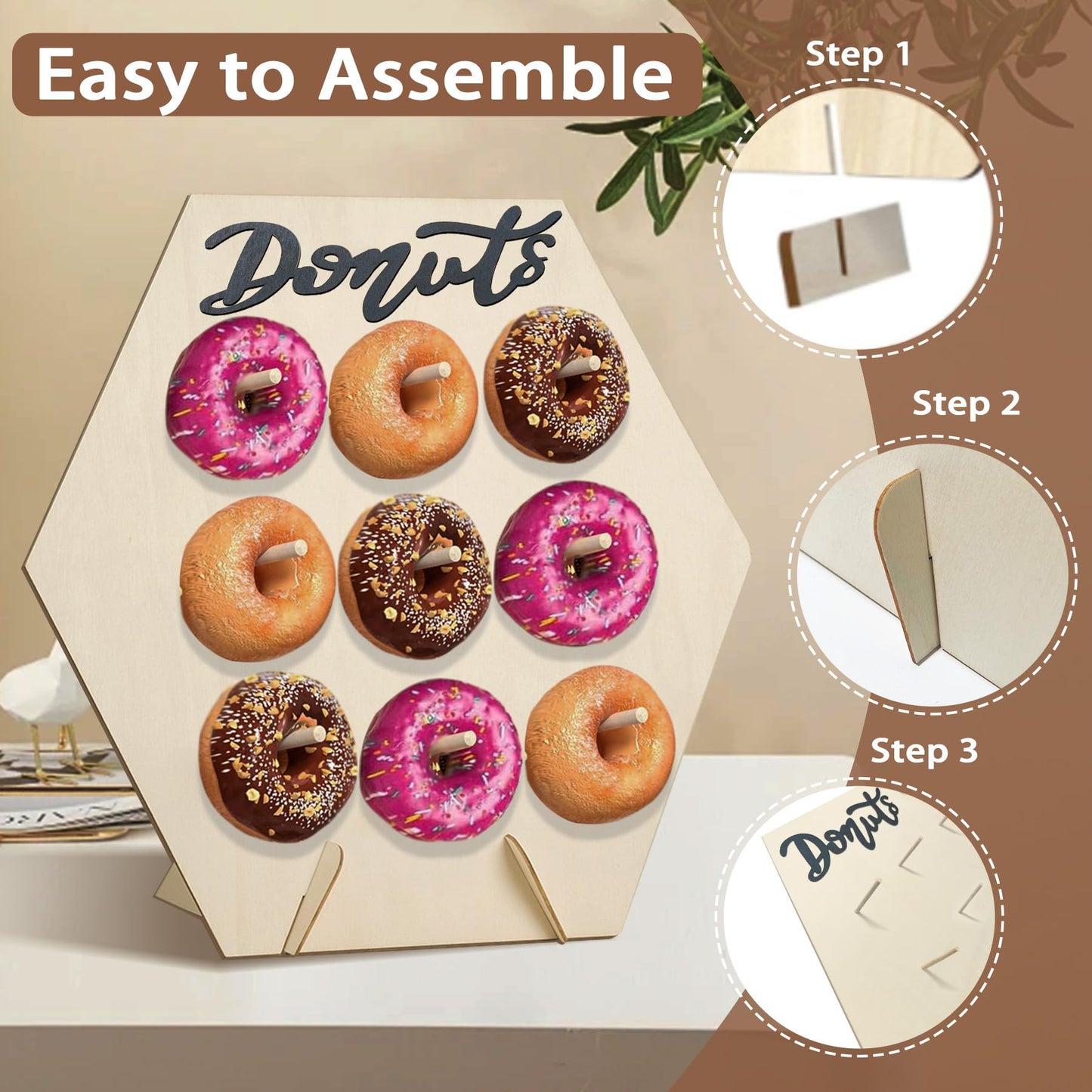 DSAZNIS 6 Pack Donut Stand Set Donut Wall Display Stand for Party Wooden Doughnut Board Holder for Dessert Table Baby Shower Wedding Birthday