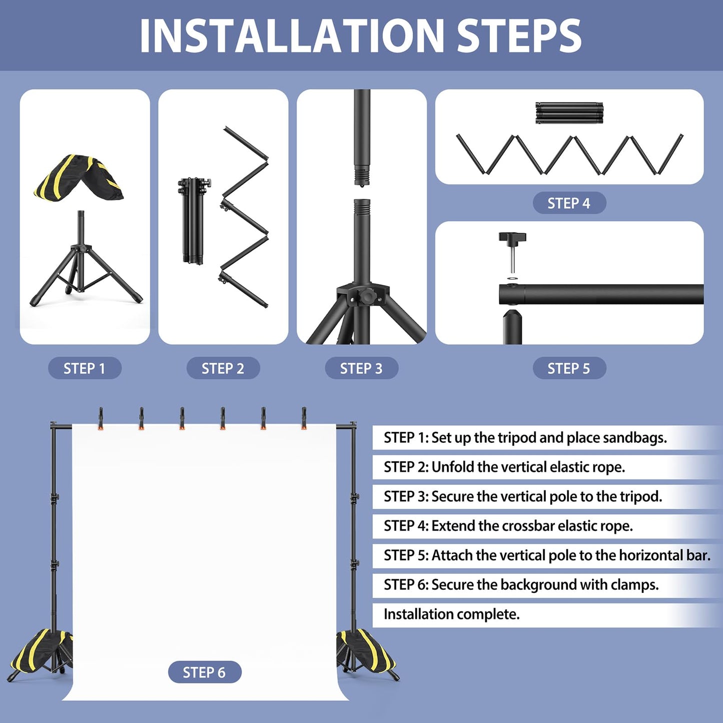 Backdrop Stand 10x7.5ft, Height Adjustable and Width Adjustable Backdrop Stand, Back Drop Stand for Balloon Arch, Photo, Parties