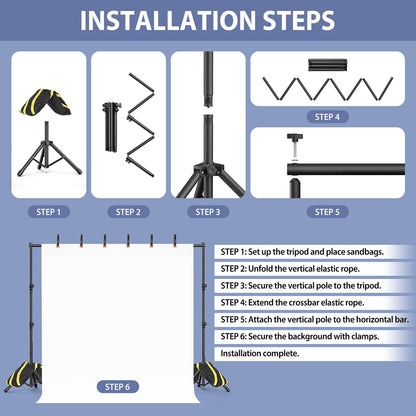 Backdrop Stand 10x7.5ft, Height Adjustable and Width Adjustable Backdrop Stand, Back Drop Stand for Balloon Arch, Photo, Parties