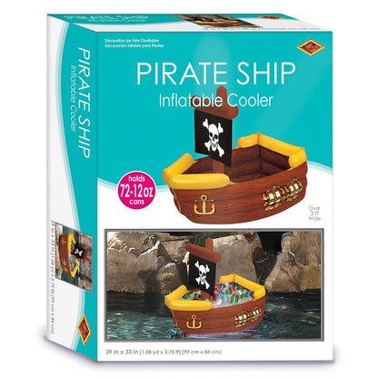 Beistle Inflatable Pirate Ship Coolers, 2 Pack, 33” x 39”, Each Holds Approx. 72 12oz. Cans – Pirate Party Decorations, Inflatable Cooler, Pirate Decorations, Inflatable Cooler for Parties