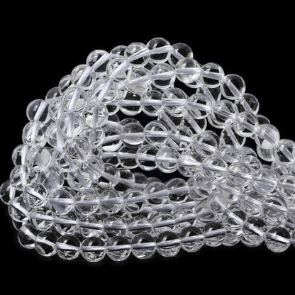 CHEAVIAN 45PCS 8mm Natural Clear White Crystal Quartz Round Loose Beads Crystal Energy Stone for Jewelry Making 1 Strand 15"