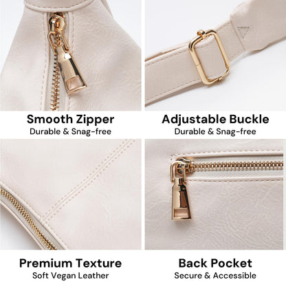 YDF Purses for Women Slouchy Shoulder Bag Hobo Bag Soft Vegan Leather Adjustable Wide Strap Crossbody Tote Multi Pocket Handbags (Beige)