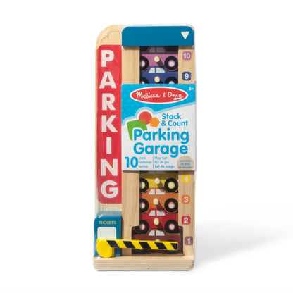 Melissa & Doug Stack & Count Wooden Parking Garage with 10 Cars