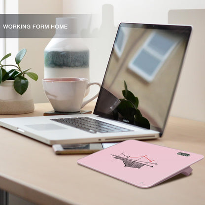 Small Glass Desk Whiteboard Dry-Erase Board with Clock, Small Travel Reminder Clock Keychain with Desk Notepad, Time Table Whiteboard for Desk Digital LED Light Display, 8x6 in with Accessories, Pink