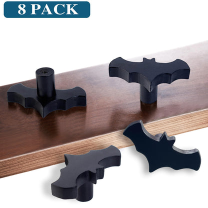 Gothvanity Gothic Bat Cabinet Knobs 8 Pack - Black Gothic Decor Handles for Kitchen Cabinet, Drawer, Dresser & Cupboard, Wooden 2.6x1.3 Inches