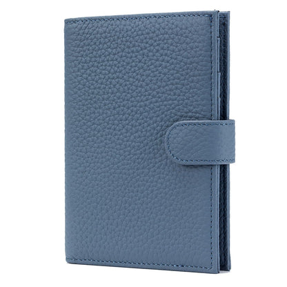 Karmiir RFID Slim Passport Holder for Man & Women, Compact Leather Passport Wallet with Card Holders SIM Slots, Zippered Coins Pocket and Cash Holder Travel Passport Cover Case, Dark Blue