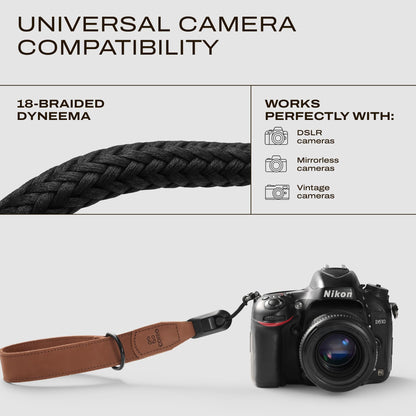 C Coiro Leather Camera Wrist Strap with Quick Release for Photographers, Adjustable Camera Hand Strap Compatible with for Sony, Nikon, Canon, SLR Mirrorless Digital Cameras, Brown