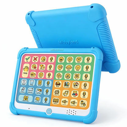 MibbyTalk AAC Device for Autism & Nonverbal Kids and Adults, Communication Tool for Home & School Use and Speech Therapy – 32 Preset Buttons, 11 Recording Buttons with Stickers, Silicone Case, Blue