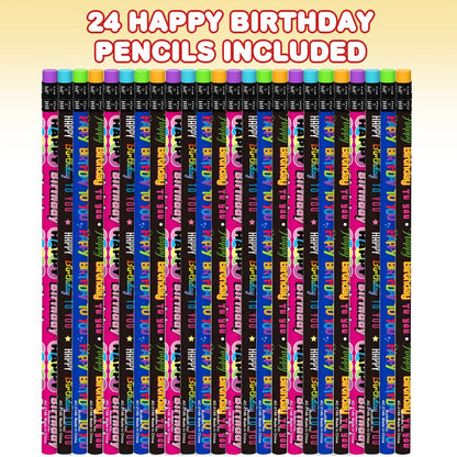 ArtCreativity Happy Birthday Pencils, Set of 24, Cool Writing Pencils with Colorful Birthday Salutations, Birthday Party Favors, Party Goody Bag Fillers, Teacher Supplies for Classroom