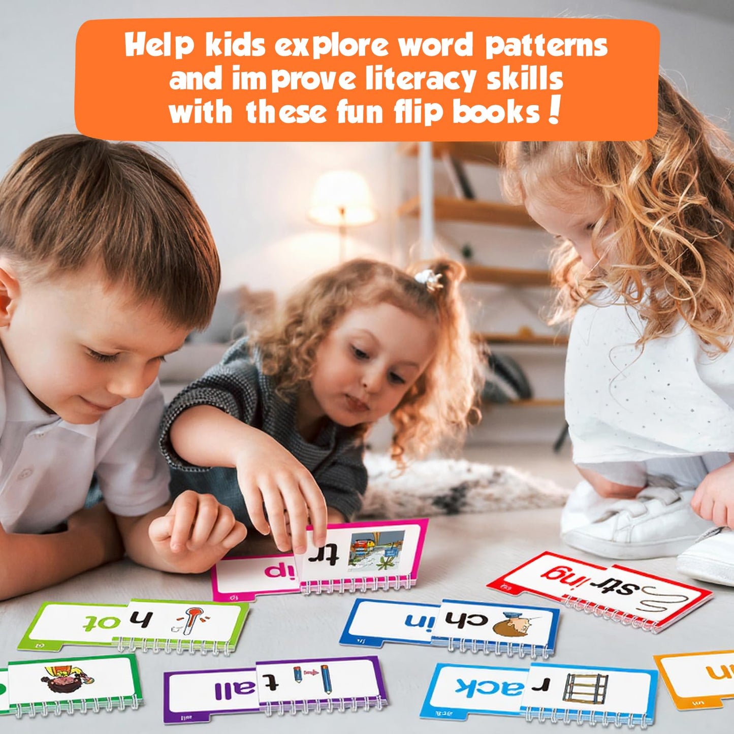 Phonics Flash Cards Word Family Build Book,Learn to Read 30 Read and Rhyme Flip Books,Sight Words Flash Cards Kindergarten Phonics Flip Books for Kids Classroom Homeschool Preschool Learning Activity