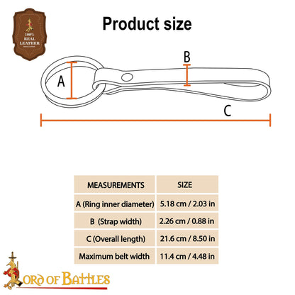 Lord of Battles 2pcs Skirt Hikes – Handmade 100% Full Grain Leather Waist Skirt Hoops Accessory for Renaissance, Cosplay (Maroon)
