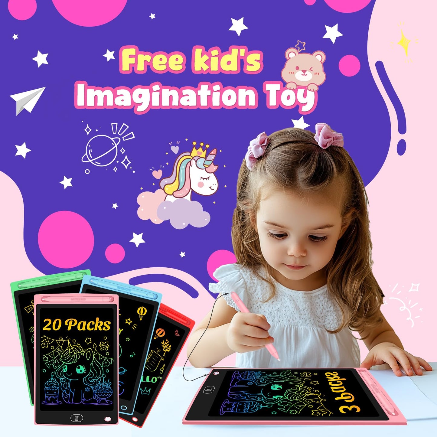 32 Pack LCD Writing Tablet for Kids - Erasable and Reusable Toddler Doodle Board in 8.5 inch, Ideal Drawing Pad for Learning Toy for Ages 3-8, Gift for Girls Boys
