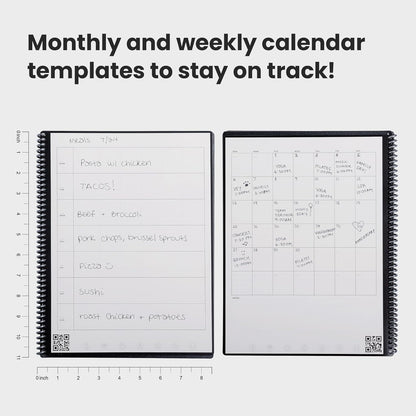 Rocketbook Fusion Reusable Undated Productivity Planner, Letter Size 8.5x11, Beige - Goals, Monthly and Weekly Calendar, Daily To-do List, Lined and Dotted Notes Pages