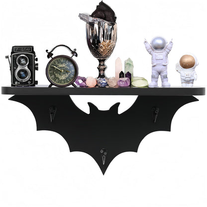 HZYSLYJ Bat Shelf Floating Shelves for Wall,15.5 inch Wall Shelf with 3 Key Hooks,Black Shelves for Living Room Bedroom Kitchen Gothroom