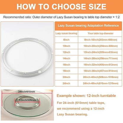 TamBee 20 Inch Lazy Susan Hardware Aluminum Bearing Metal Rotating Turntable Bearing Swivel Plate Hardware Lazy Susan Bearing Lazy Susan Parts Lazy Susan Mechanism Lazy Susan Kit Lazy Susan Base Only