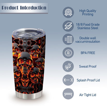 ATHAND Melted Skull Halloween Tumbler, 20oz Gothic Insulated Stainless Steel Travel Mug with Lid, Double Wall Coffee Cup, Funny Spooky Gift for Women, Men, Friends, Dad,Halloween,Birthday, 1 Pcs