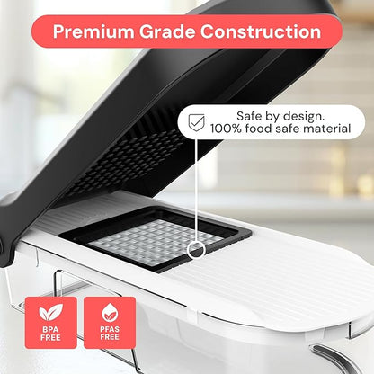 Fullstar Core Vegetable Chopper - Chop and Slice Lid - Food Chopper with Container, Veggie Chopper, Fruit Slicer, Onion Dicer - Meal Prep Essential - Kitchen Gadgets and Gifts (6-in-1, Full White)