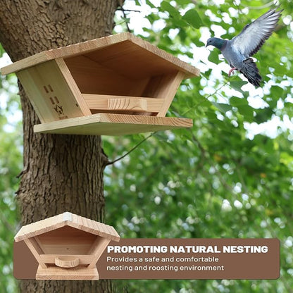 Premium Fir Wood Mourning Dove Nesting Box, 13.7" L x 7.2" H x 10.6" W Pigeon House, Ideal Outdoor Habitat for Pigeons - Easy to Install & Remove