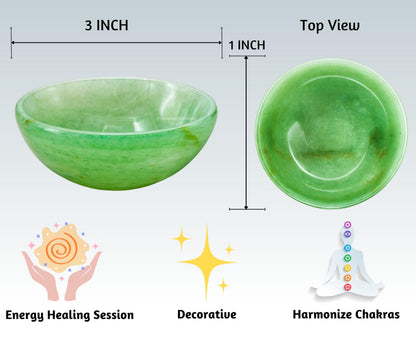 Green Aventurine (Light) Crystal Bowl - 3 Inch Decorative Bowls for Room and Home Decor - Gemstone Healing Crystals for Elegant Display, Positive Energy Balance and Gift