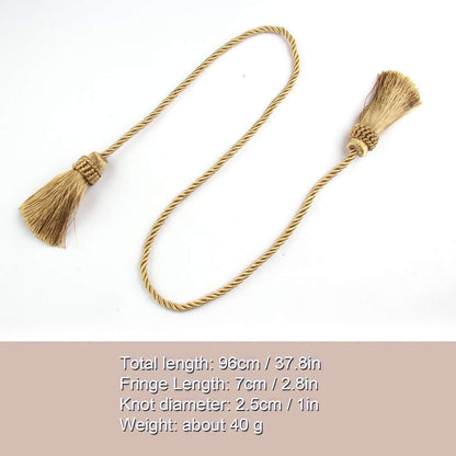 Fenghuangwu Curtain Tiebacks Handmade Decorative Curtain Holdbacks Rope with Tassel (Gold, 4P)