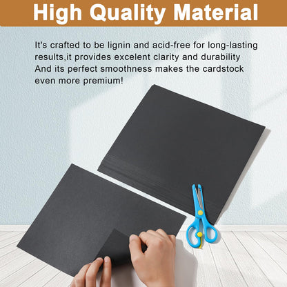 Silunkia 100 Sheets Black Shimmer Cardstock 8.5 x 11 Crafts Paper, 75lb Thick Glossy Paper Card Stock for Halloween, Business Cards, Invitations, Birthday Decorations
