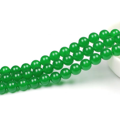 MJDCB Natural Green Jade Round Loose Beads for Jewelry Making DIY Bracelet Necklace (4mm)