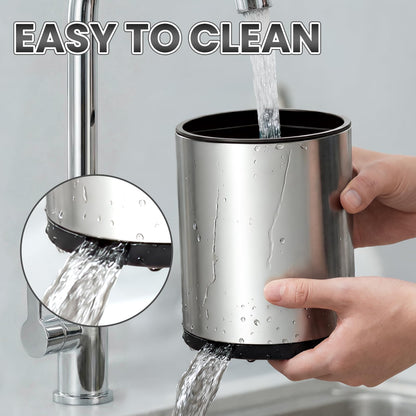 TODAYGO Utensil Holder For Kitchen Counter, Large 360°Rotating Stainless Steel Utensil Crock with 3 Compartment, Drainage Non-Slip