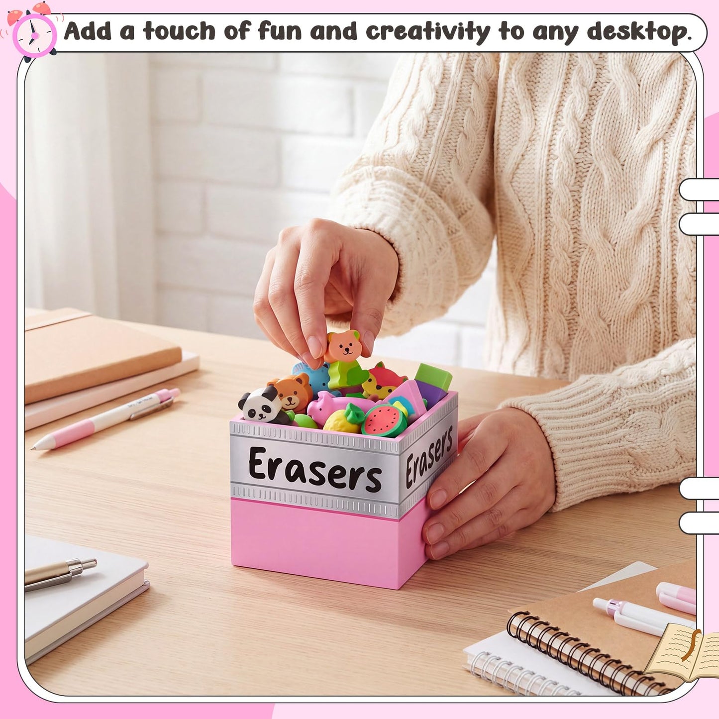 Tenceur 4.7x4.7 Inches Erasers Bucket for Teacher Desk Organizer Pencil Holder Bucket Plastic Large Capacity Desk Organizer for Teacher Classroom Craft Supply Storages