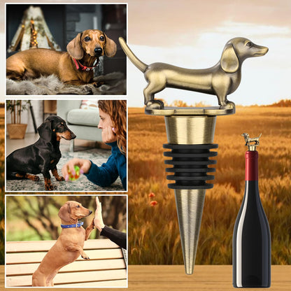 LULLEA Dachshund Wine Bottle Stopper for Wine Champagne, Dachshund Gifts Wine Gifts for Men Dad Women Sausage Dog Lovers, Birthday Gifts, Father Day Gifts, Christmas Gifts, Bronze