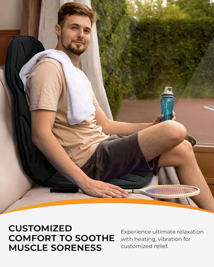 CooCoCo Vibration Back Massager with Heat, Birthday Gifts for Men Dad Husband Mom Women, Massage Chair Pad with 8 Vibrating Motors & 2 Levels Heat, Heated Seat Cushion for Home Office Use
