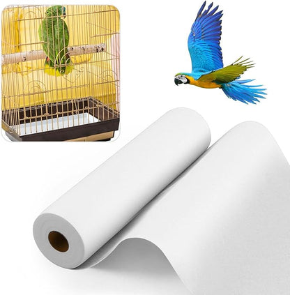 Drydiet 100 ft x 11 Inch Bird Cage Liner Disposable Cages Cushion Pad Mat Precut Absorbent Bird Cage Paper Large Parakeet Cage Liners Accessories for Pet Animal Bird Parrot (White)