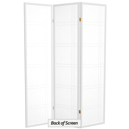 Red Lantern 6 ft. Tall Double Cross Shoji Screen - White - 3 Panels