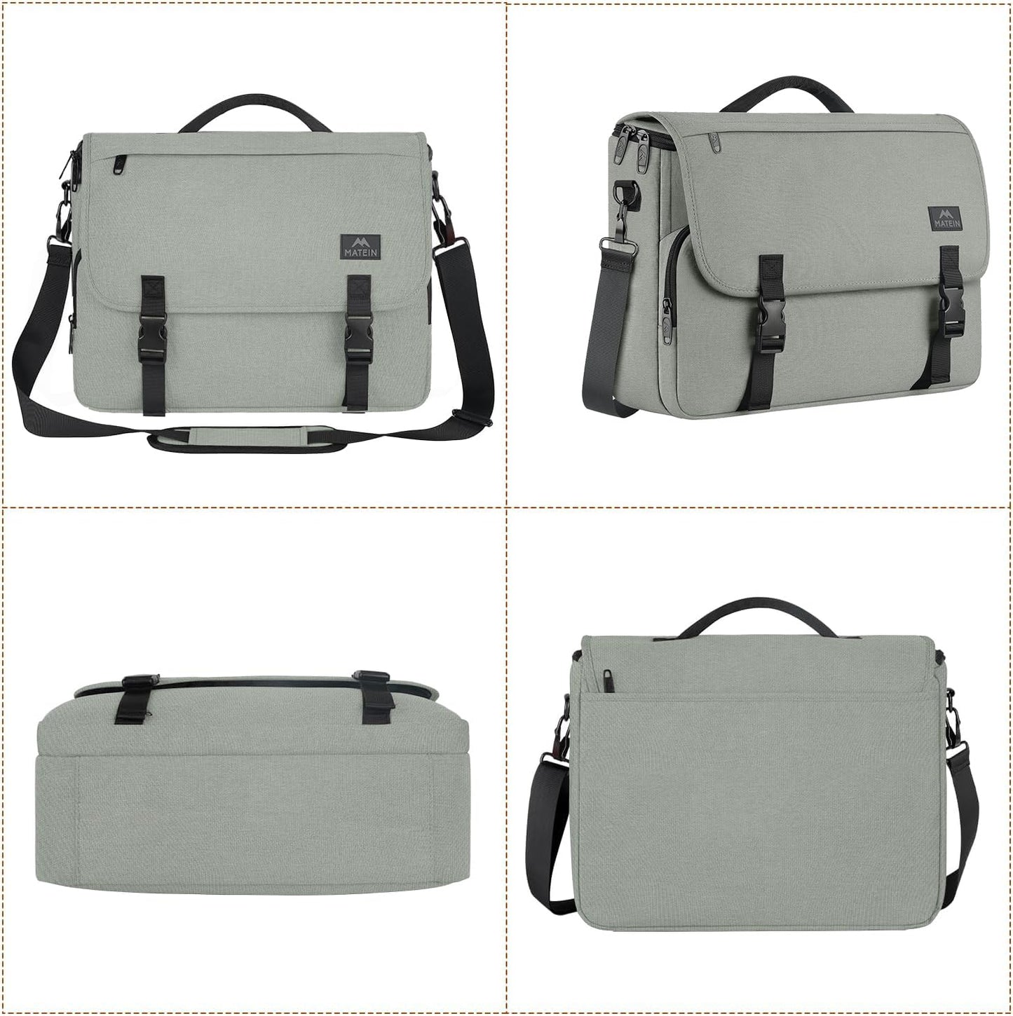 MATEIN School Bag, Bookbag for Teen, College Student Gifts, Mens Briefcase 15.6 inch Laptop Messenger Bag for men, Large Crossbody Satchel Computer Work Office Case with Shoulder Strap, Grey