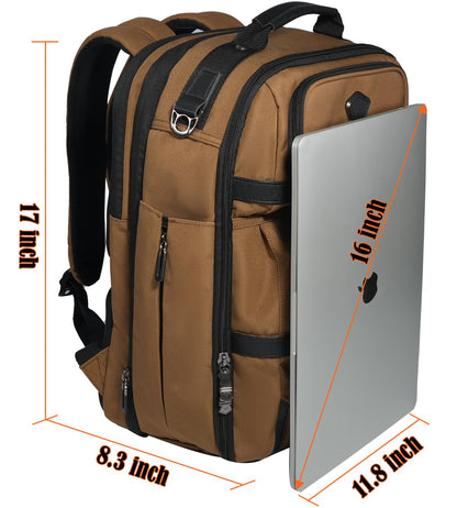 WELKINLAND 20-Pockets Travel Backpack, Carry-On luggage backpacks, 16-Inch laptop backpack for men, Expandable backpack with trolley sleeve, Travel backpack with shoe compartment