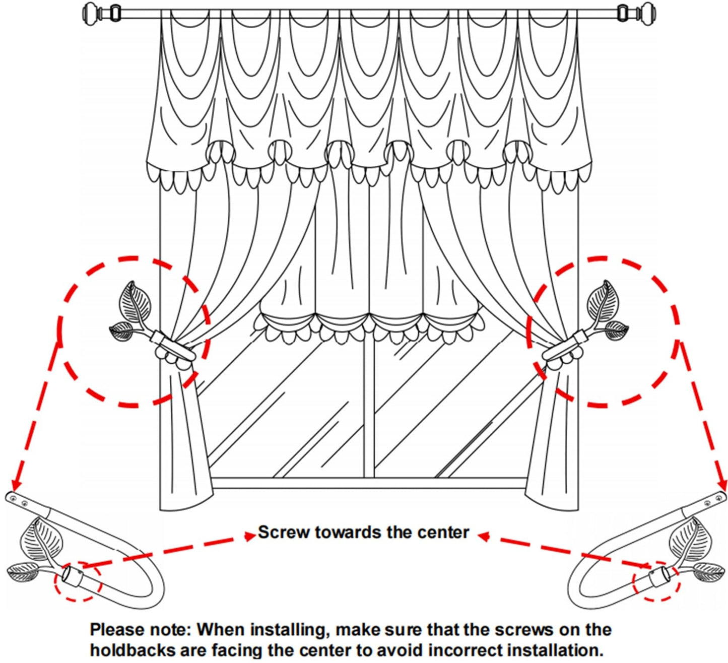 Leaf-Shaped Curtain Holdbacks 2pcs, Wall Mounted Alloy Curtains Side Holders, Curtain Tie Backs Hooks for Drapes Window Home Decoration, Brushed BlackBrushed Gold