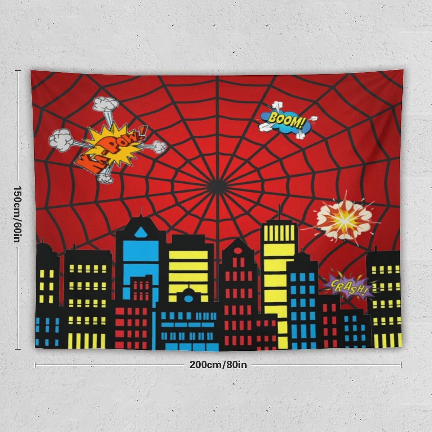 Spider Web Tapestry,Red and Black Design Spider Web Tapestry for Boys Girls Teens,Super City Tapestry Wall Hanging Home Décor for Game Room Play Room Bedroom Living Room 80" x 60"