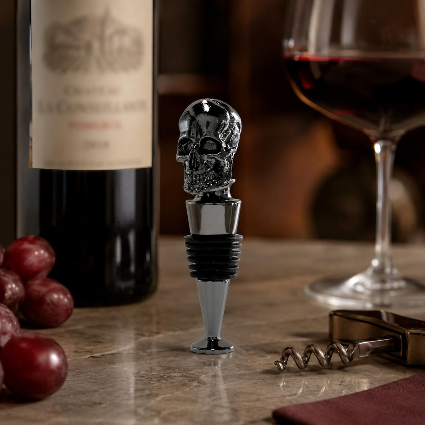 Gothic Skull Wine Stopper, Bottle Stopper Wine Saver, Reusable Wine Corks