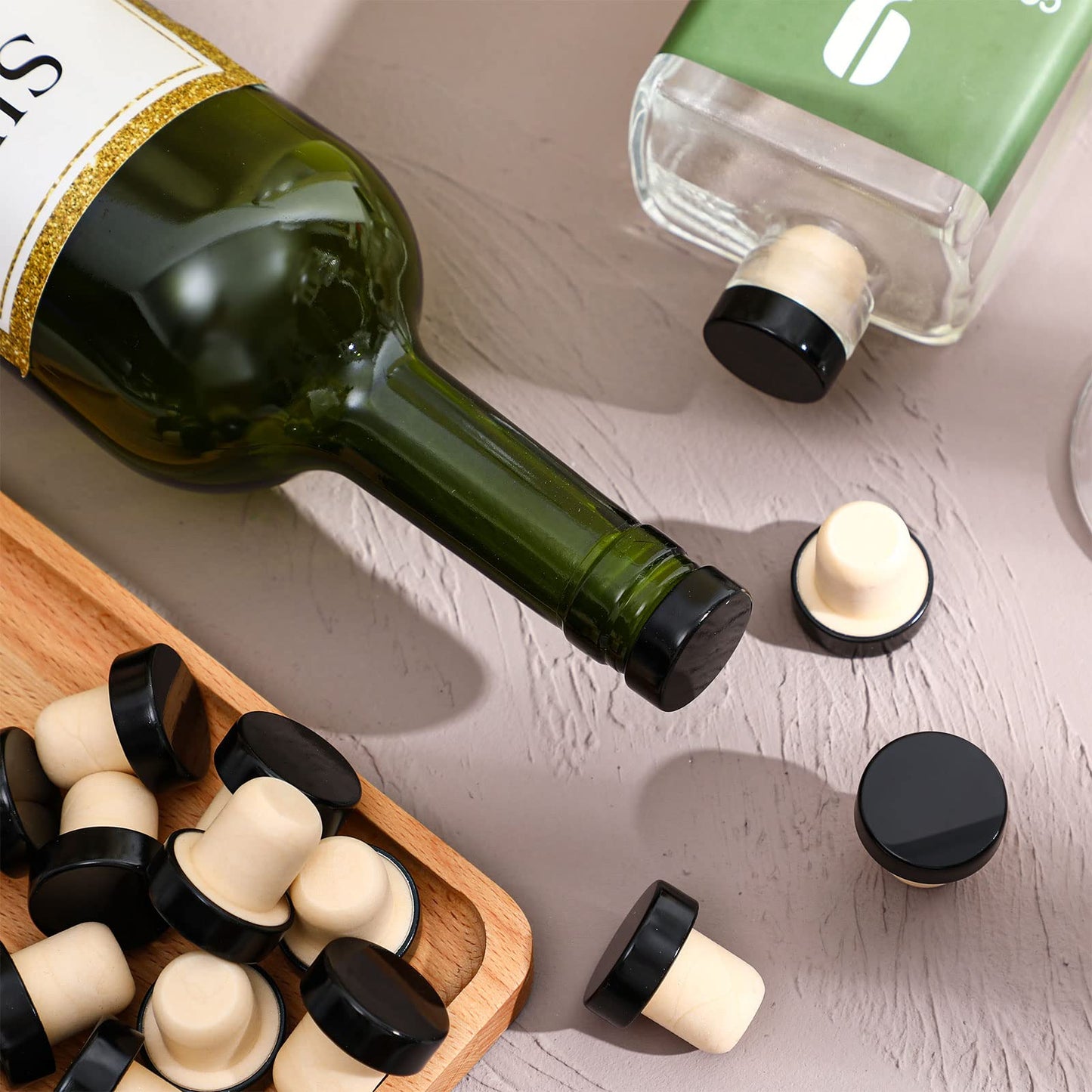 Yookeer T-shaped Stopper Cork Wine Bottle Stoppers Reusable Wine Sealing Plug for Beer Bottles DIY Craft(Black,144 Pieces)