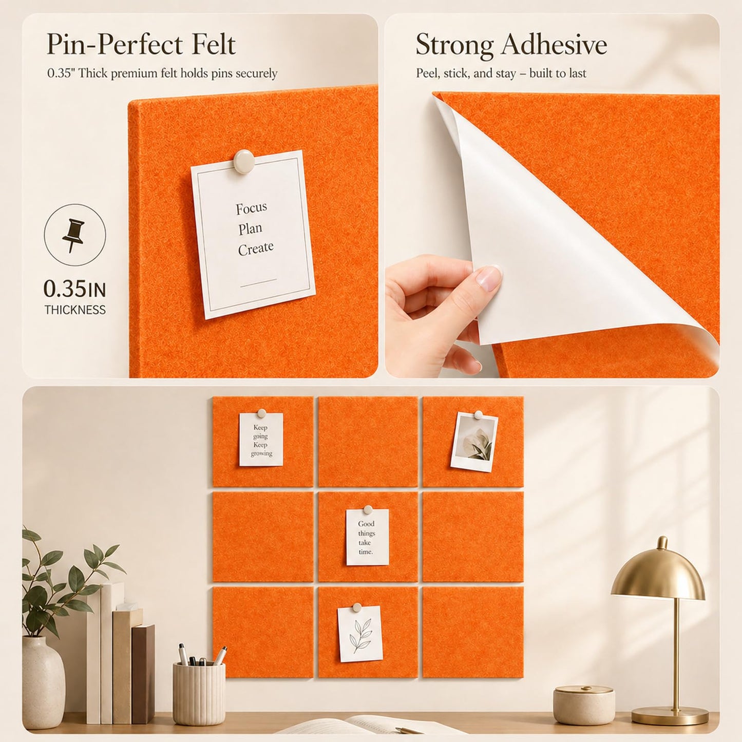 Baysola Felt Bulletin Board Panels 48 x 36 Inch Self Adhesive Wall Tiles Cork Board Alternative for Office Classroom Photos Notes 12 Pack