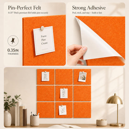 Baysola Felt Bulletin Board Panels 48 x 36 Inch Self Adhesive Wall Tiles Cork Board Alternative for Office Classroom Photos Notes 12 Pack