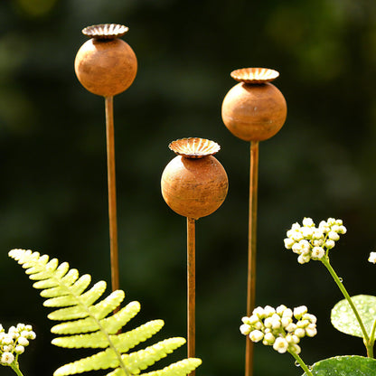 WHBIMGOOO Metal Flowers for Outside - 3PCS Decorative Garden Stakes, Flower Bed Decorations Outdoor, Metal Garden Yard Art Sculpture for Lawn Porch Pathway Patio