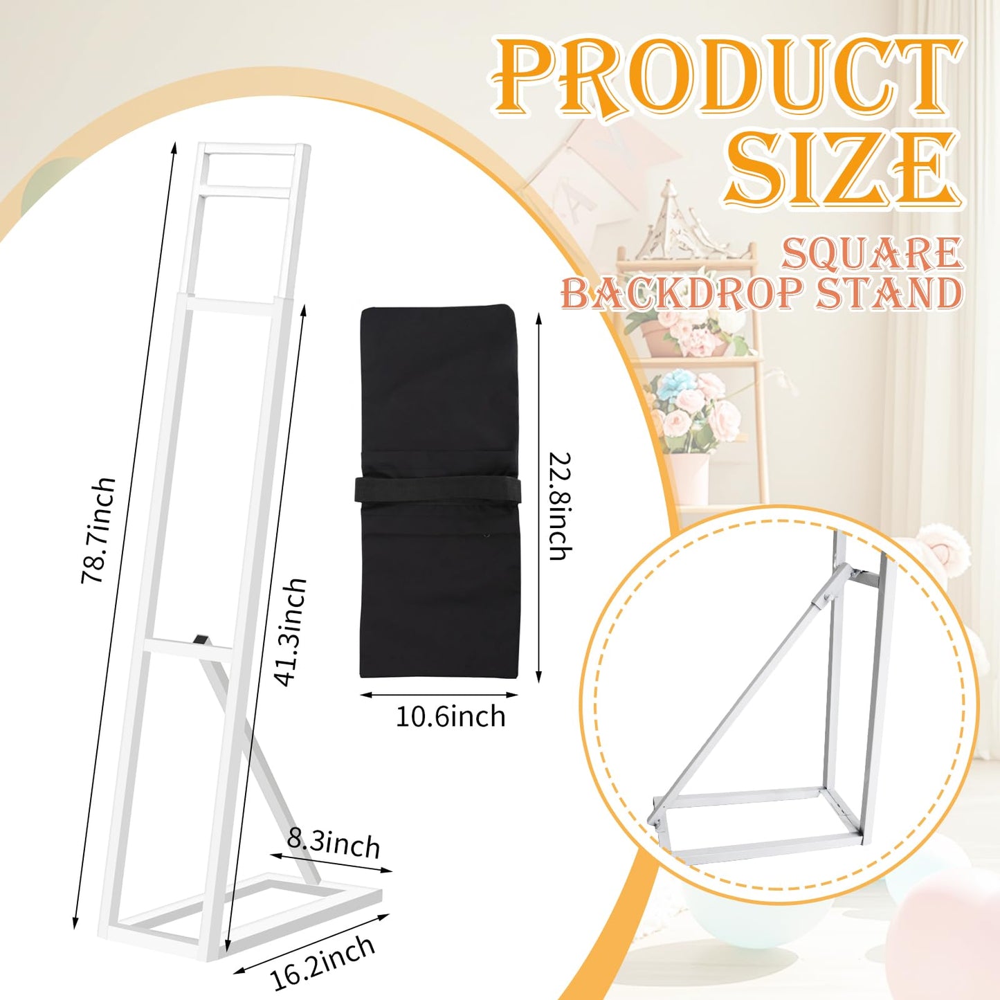 Yudlto 1 Pack White Wedding Backdrop Stand, Adjustable Metal Arch with Foldable Base and Weight Bag, Foam Board Display for Balloon Party and Event Decor (1.15–2m) (1)