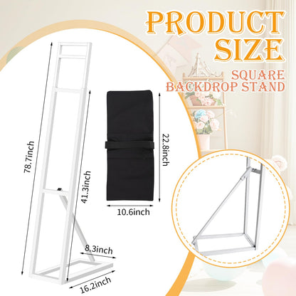 Yudlto 1 Pack White Wedding Backdrop Stand, Adjustable Metal Arch with Foldable Base and Weight Bag, Foam Board Display for Balloon Party and Event Decor (1.15–2m) (1)