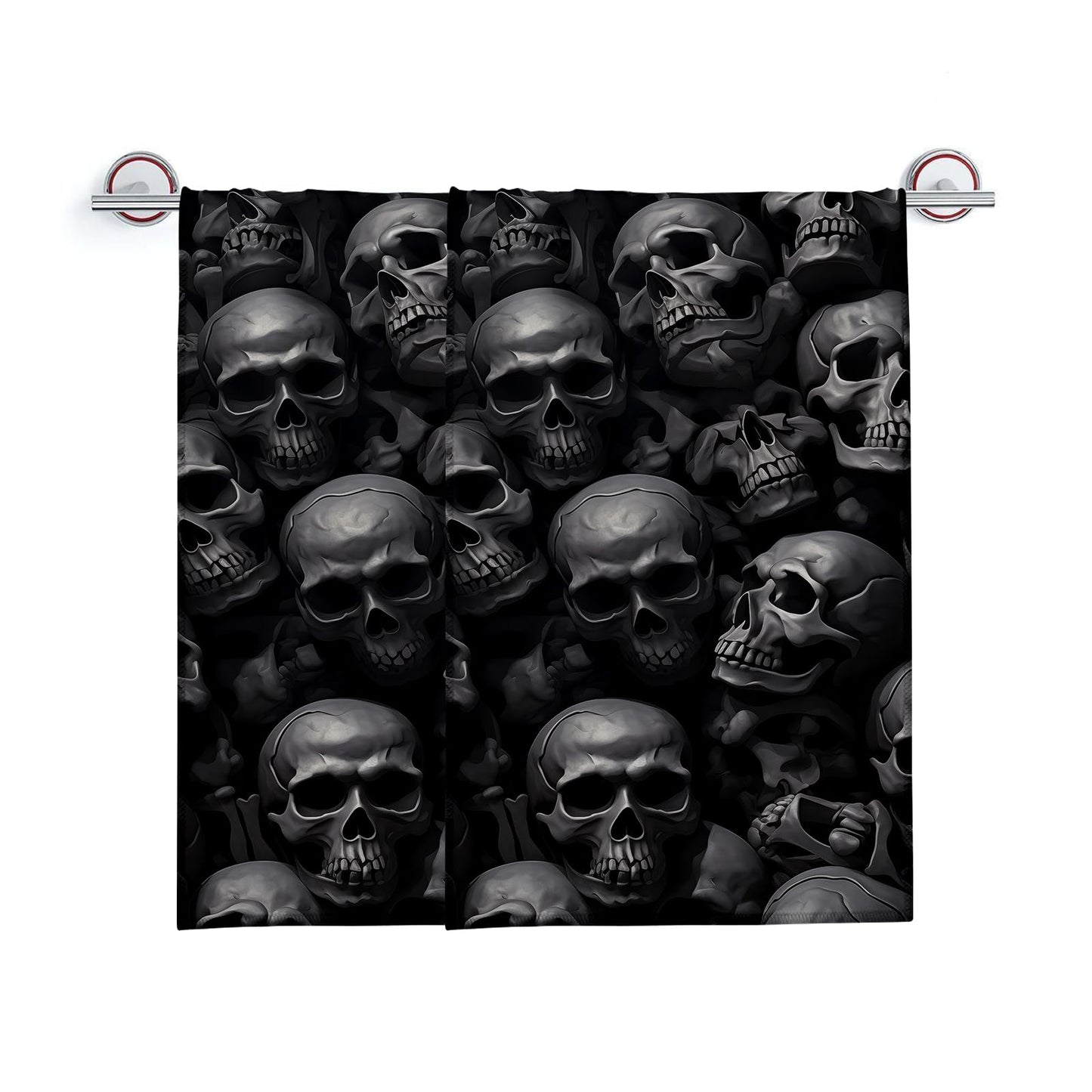 Turamurra Hand Towels Set of 2 Black Skull Themed Towels for Bathroom Decorative, Bath Towels, Soft Absorbent Towels for Farmhouse Home Decor Gifts for Women 14 x 28 in