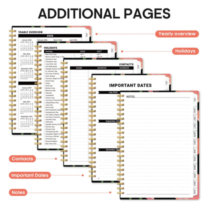 Planner 2026-2027, Academic Year Weekly and Monthly Calender Planner, from Jul 2026 - Jun 2027, Spiral Bound School Planning Book, Perfect for Teacher, Student, Women & Men, A5 (6.3" x 8.5"), Midnight Poppies