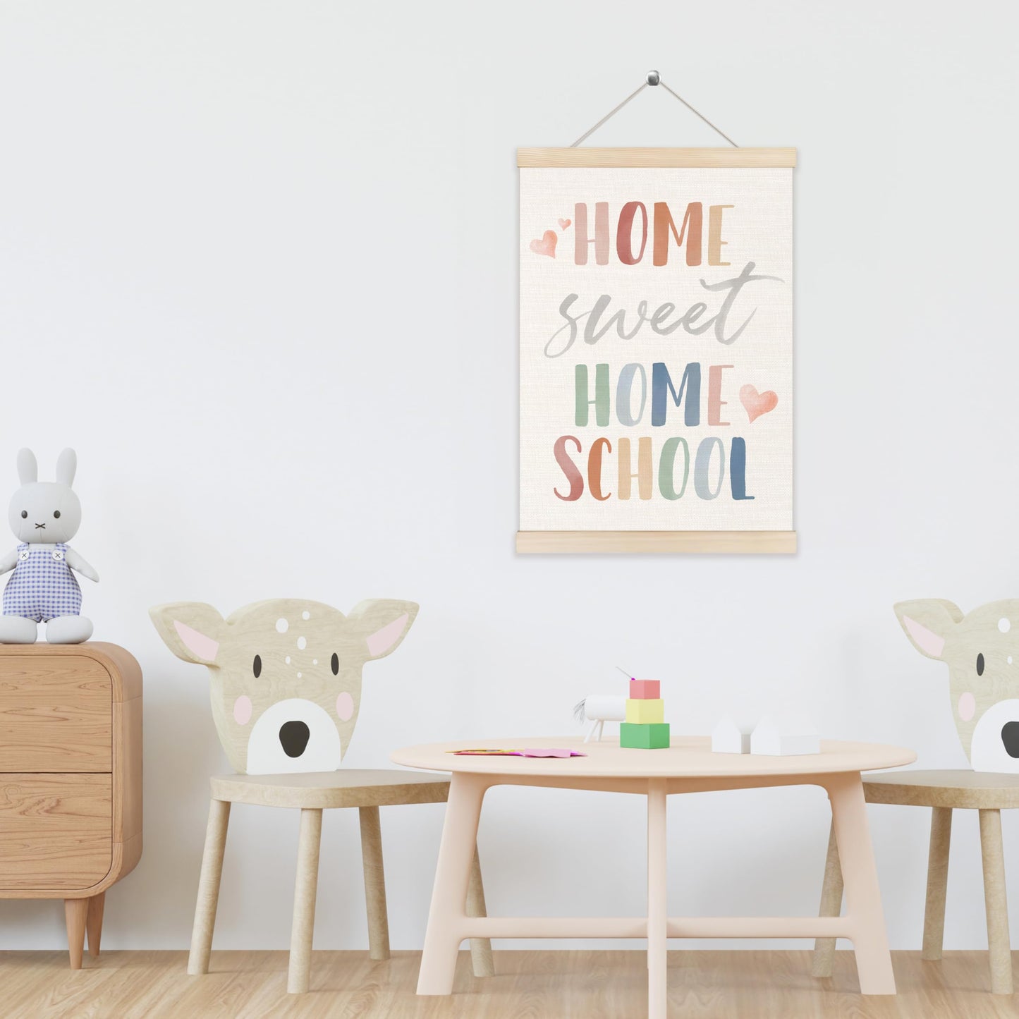 Koesus Home Sweet Homeschool Wall Art Poster Hanger Frame 12x16 Inch, Boho Educational Canvas Pictures Prints Framed Wall Decor for Homeschool Classroom Toddler Kids Room Bedroom Nursery