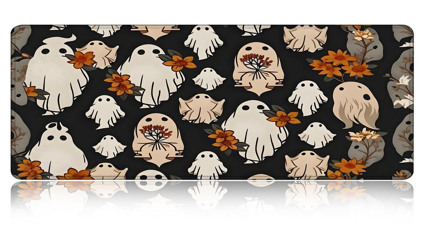 Large Gaming Mouse pad,Halloween Ghost Flowers Cute Anti Slip Rubber Base Mouse pad, Suitable for Computer, Laptop, Office Desk Accessories